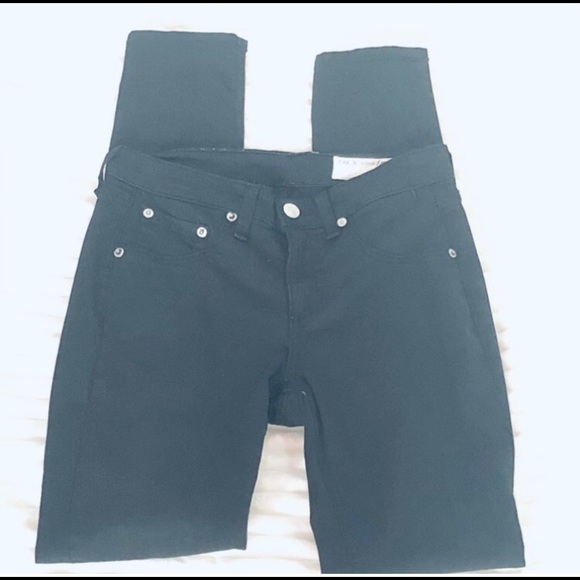 Rag & Bone women jet black jean skinny mid rise zip front size 25 - Picture 2 of 13